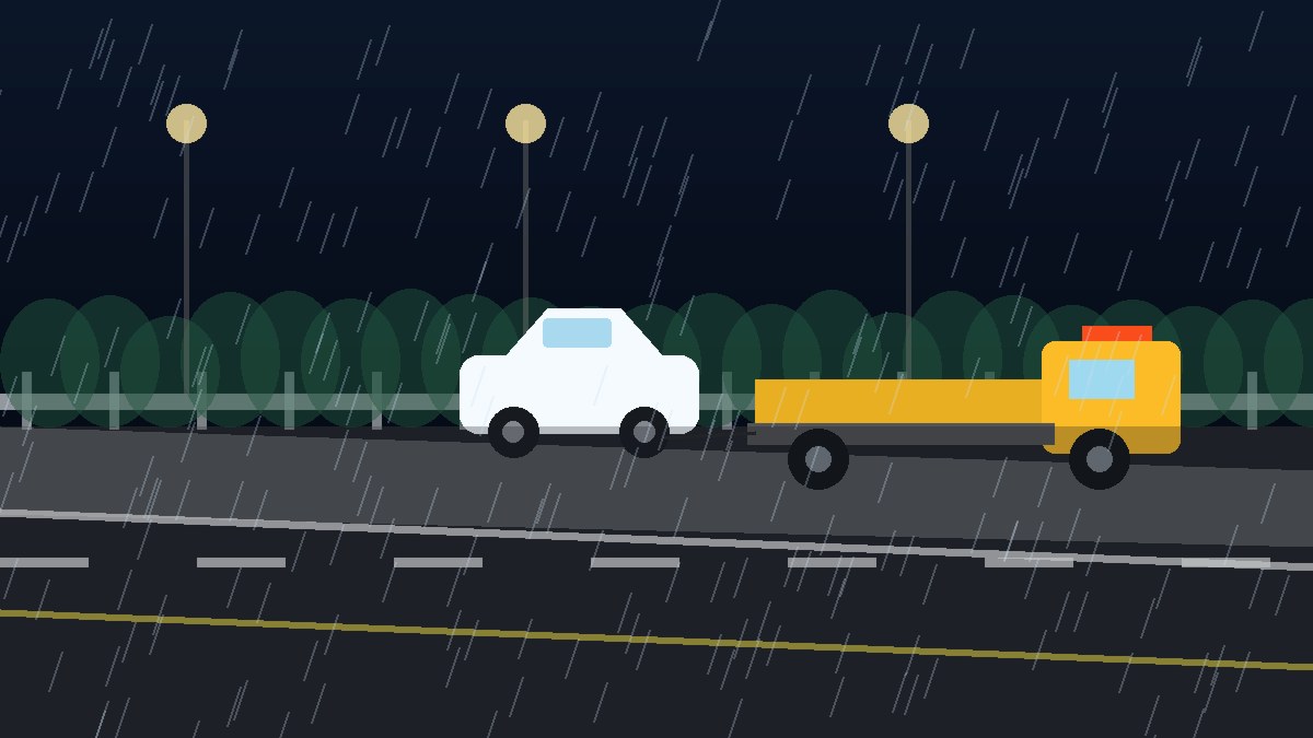 金山暴雨夜拖车救援现场图